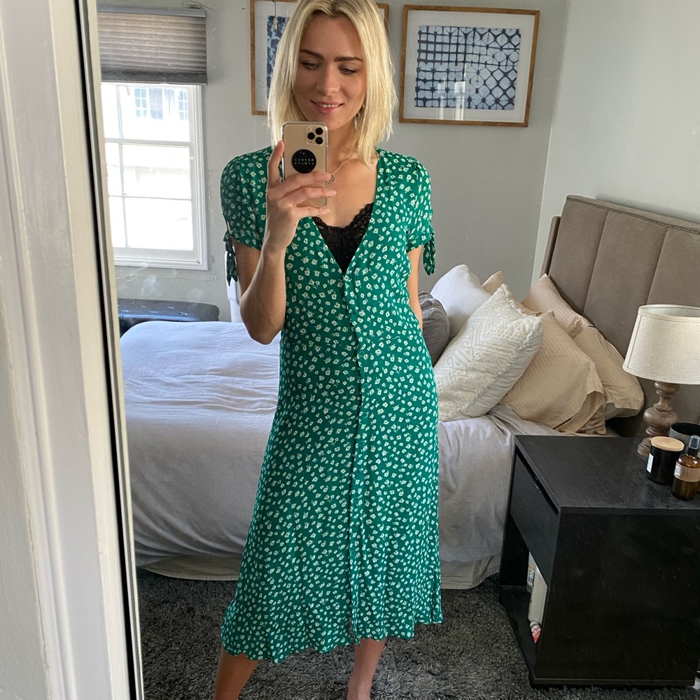Reformation Green Rosalinda Dress
